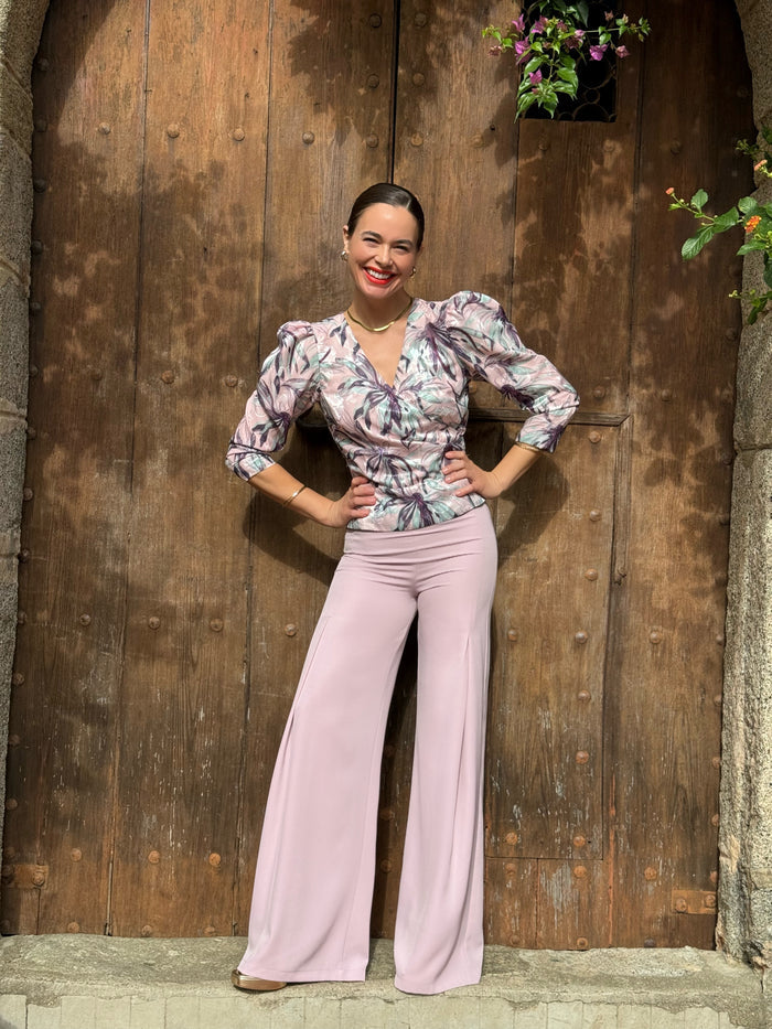 Alexandra Wide Leg Pants (Pink)