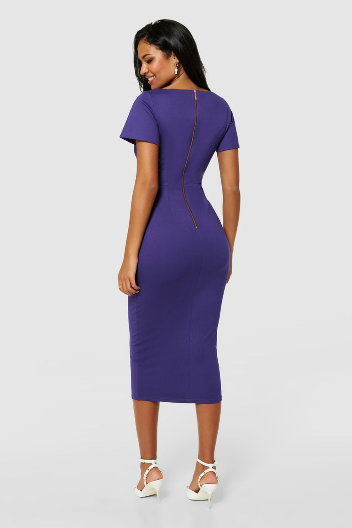 Anna Pencil Midi Dress (Purple)