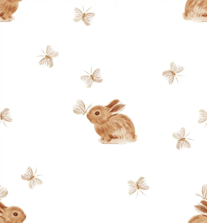 Baby Rabbit & Butterfly White Small - Family Fabrics B.V.