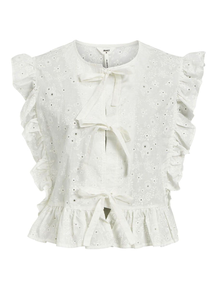 Cilla Sleeveless Ruffle Top (Cloud Dancer)