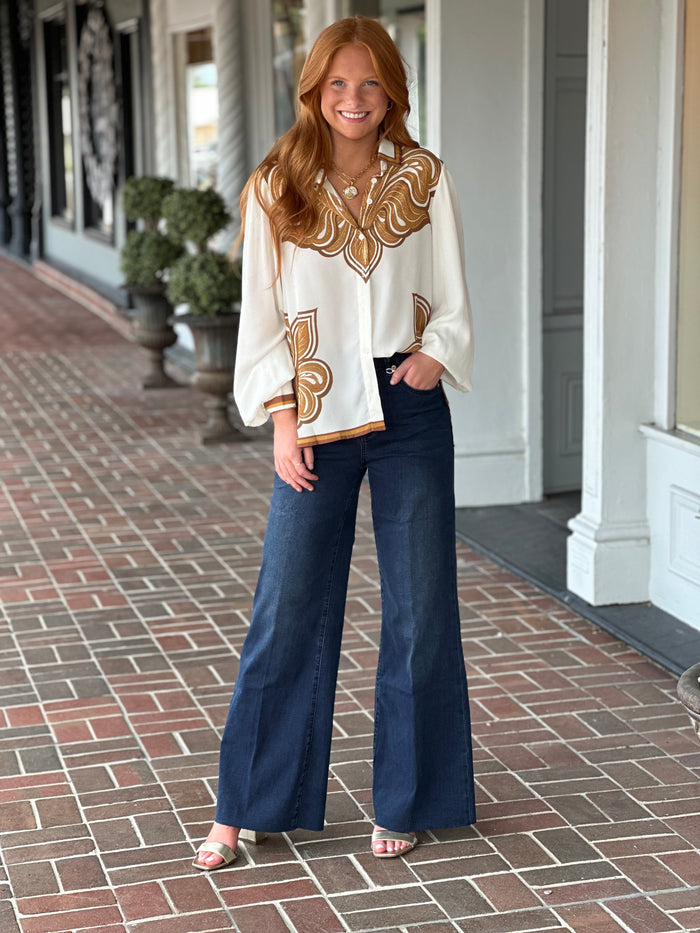 Count Me In Ivory Printed Top