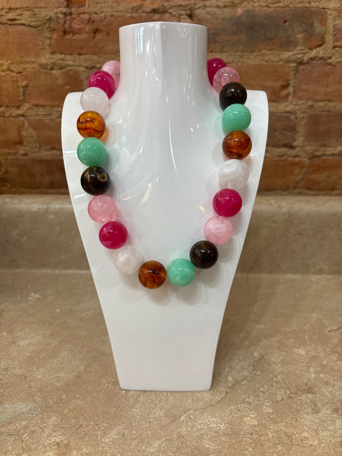 Dora Pink Mix Beaded Necklace