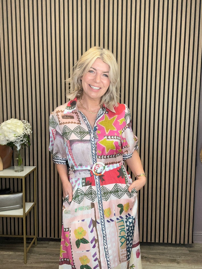 Ellie Shirt Dress (Pink)