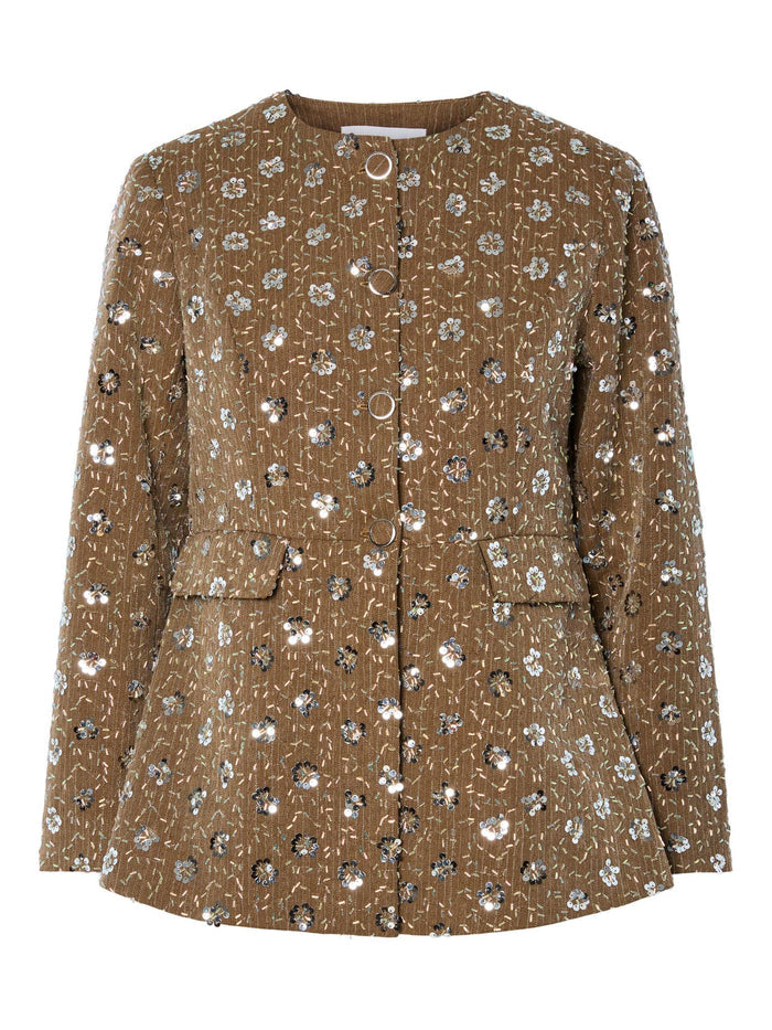 Georgina Sequin Blazer (Taupe Grey)