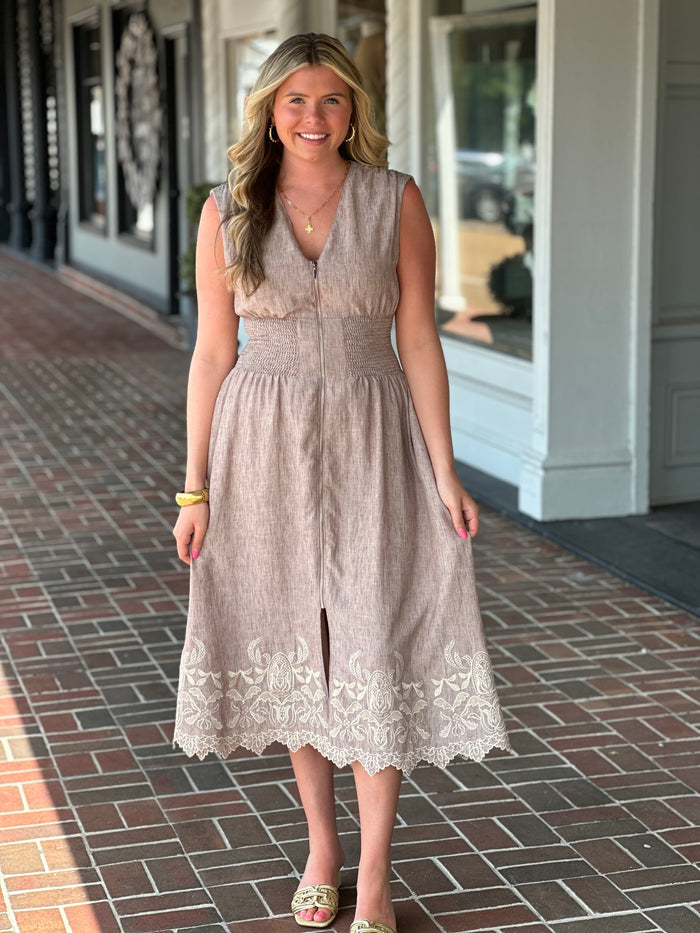 Go Time Brown Midi Dress