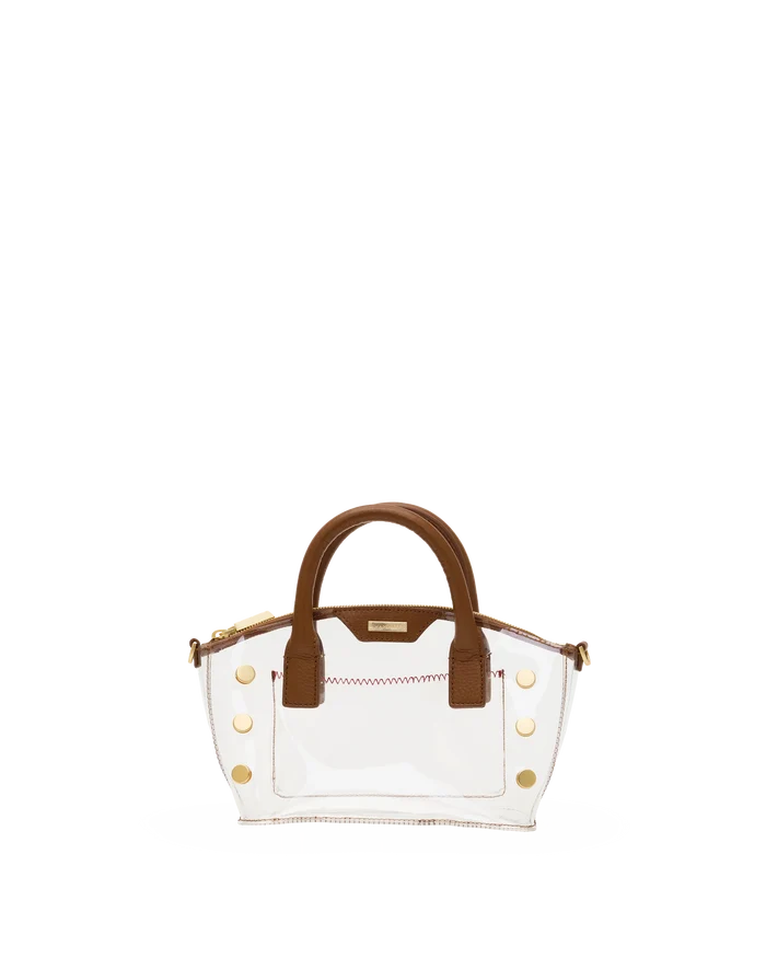 Hammitt Paula Clear in Mahogany Pebble/Brushed Gold