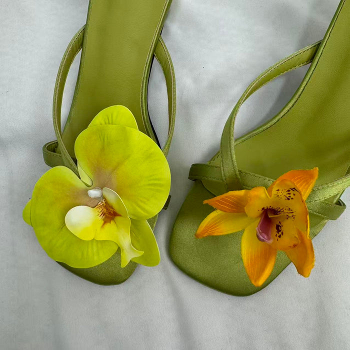 Handmade Asymmetrical Floral Sandals