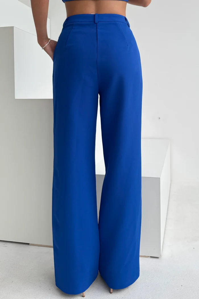 Jo Pleat Detail Tailored Trousers (Royal Blue)
