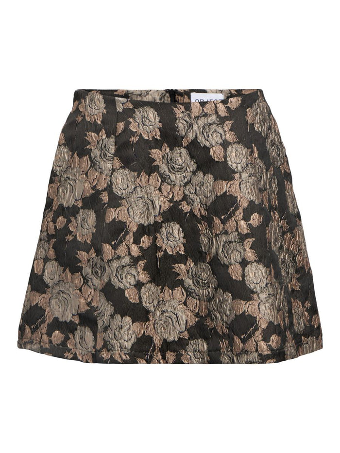 Juno Floral Mini Skirt (Black/Brown)