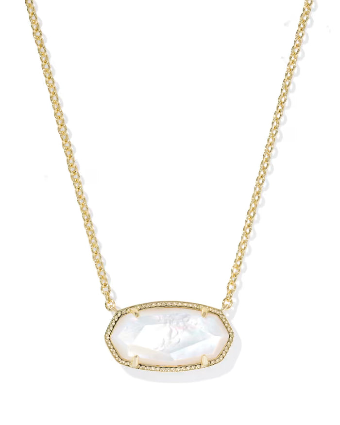 Kendra Scott Elisa Gold Statement Short Pendant Necklace in Ivory Mother-of-Pearl