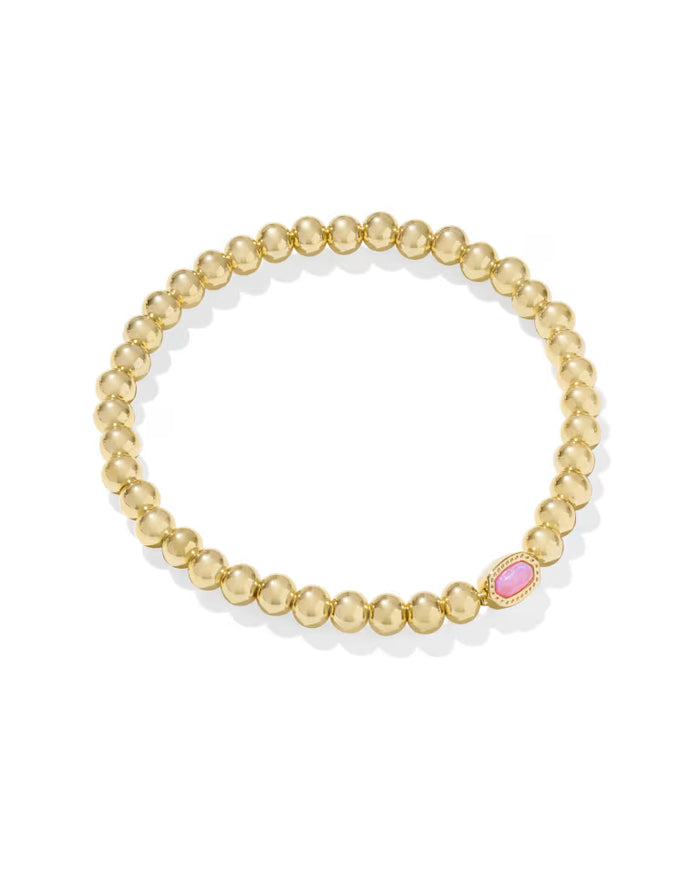 Kendra Scott Mini Elaina Gold Stretch Bracelet in Carnation Lab Grown Opal