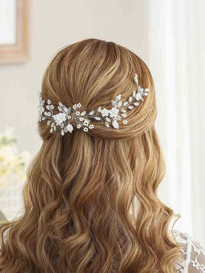 Silver Vine Pearl Flower Hair Accessory