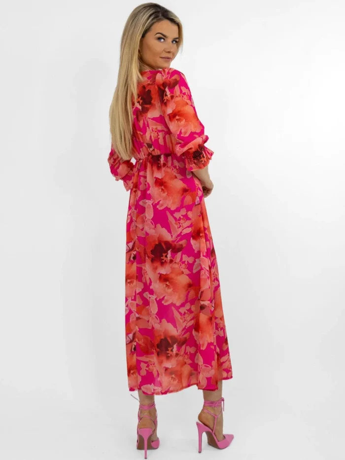 STREASA DRESS (PINK FLORAL PRINT)