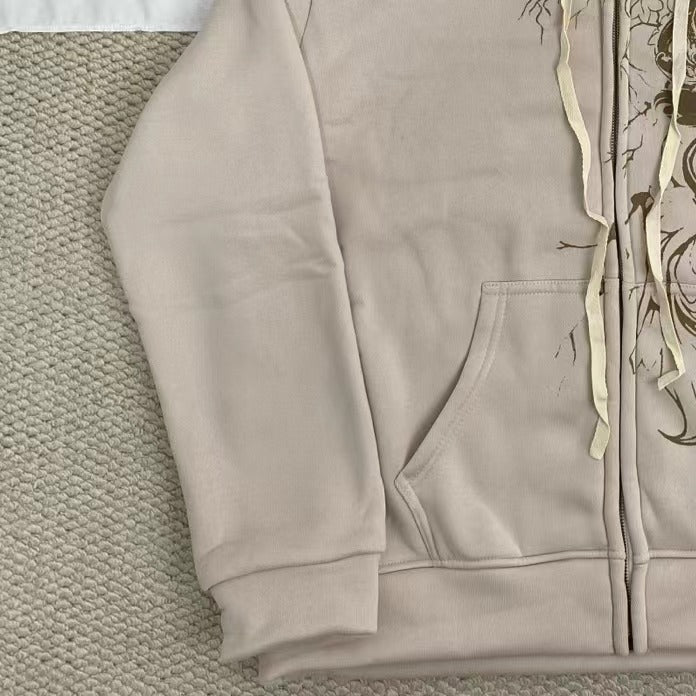 Street Style Printed ip-Up Jacket