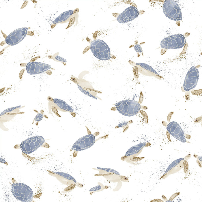 Turtles Blue White - Family Fabrics B.V.