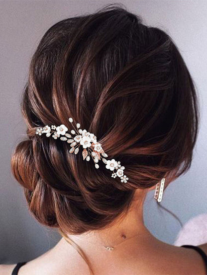 3-Pack Pearl Rhinestone Alloy Flower Hairpins