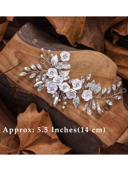 5.5-inch Silver Flower Crystal Hair Accessory