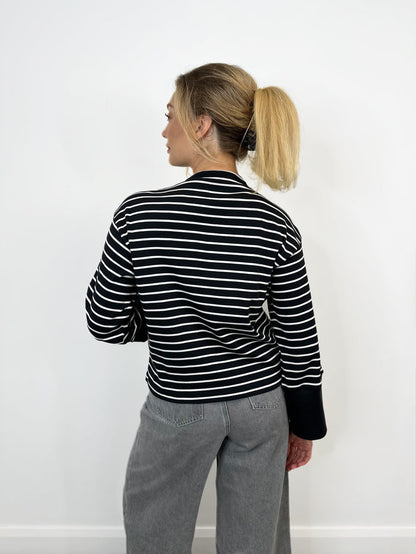 Melanie Funnel Neck Jumper (Black Beauty/Snow White)