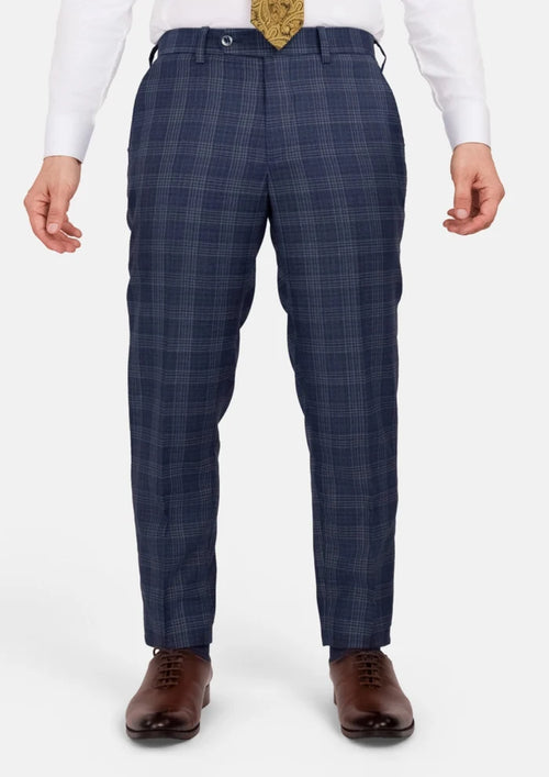 Admiral Navy Checked Pants - SARTORO