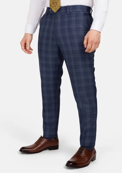 Admiral Navy Checked Pants - SARTORO