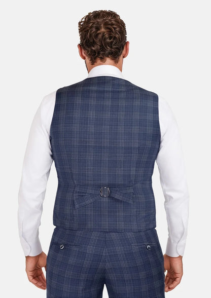 Admiral Navy Checked Vest - SARTORO