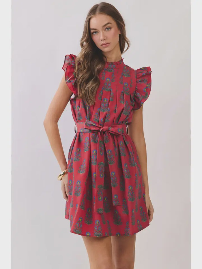 Always Dreaming Red Floral Mini Dress