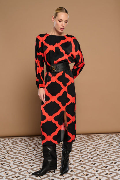 Ambra Midi Dress (Red/Black)