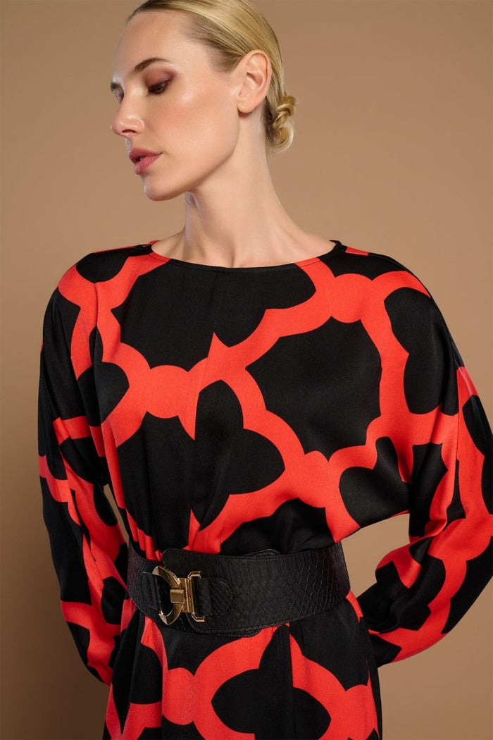 Ambra Midi Dress (Red/Black)