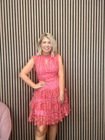 Ameriga Tulle Mini Dress (Coral Flower)