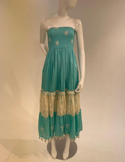 Aqua strapless dress