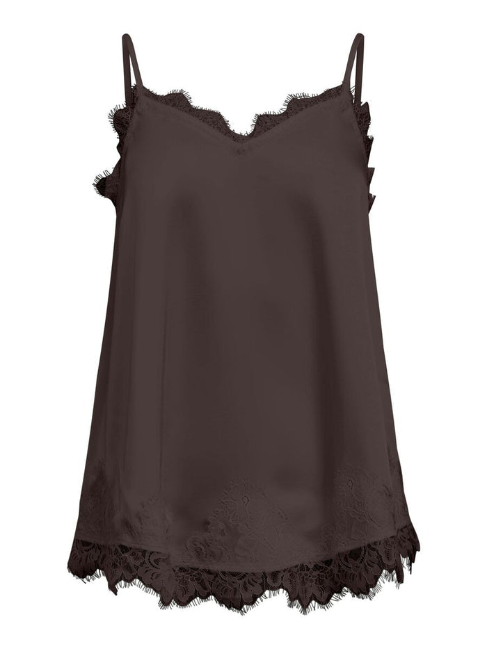 Ash Faux Satin Top (Seal Brown)