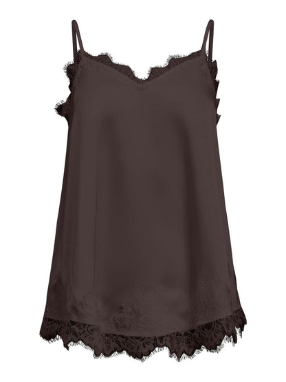 Ash Faux Satin Top (Seal Brown)
