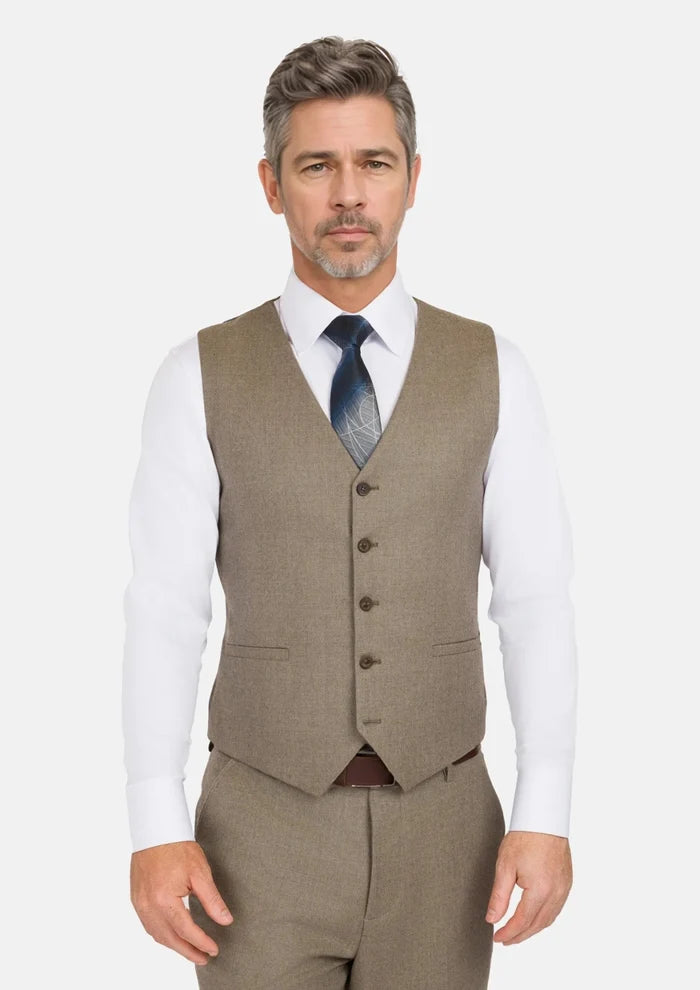 Astoria Brown Flannel Vest - SARTORO