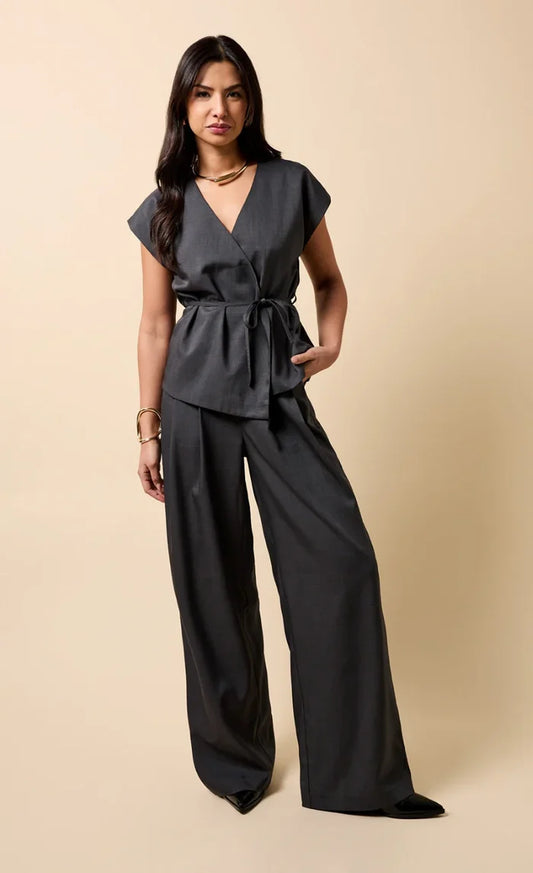 Aurelia Wide Leg Trousers (Grey)