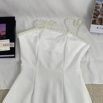 Beaded Strap Solid Color Dress