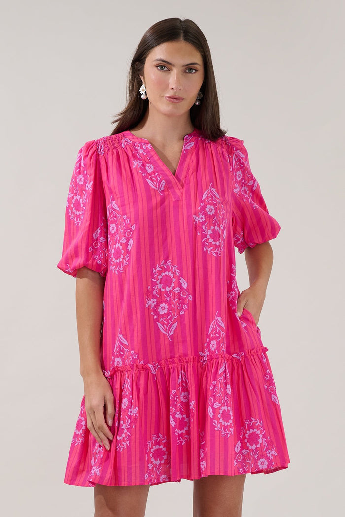 Berke Shift Mini Dress in Pink