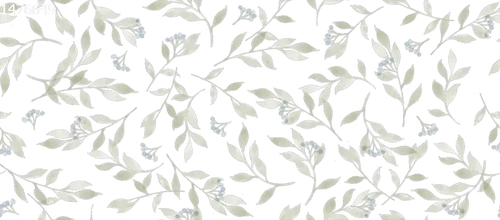 Berry Branches Small Green Off White - Family Fabrics B.V.