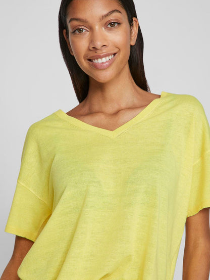 Beryl V-Neck Knit Top (Sheen/Melange)