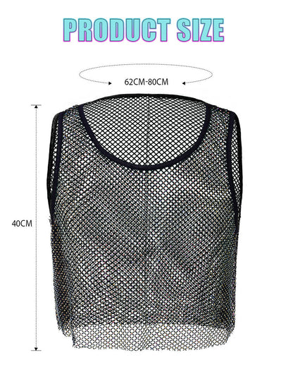 Black Crystal Cropped Tank Top