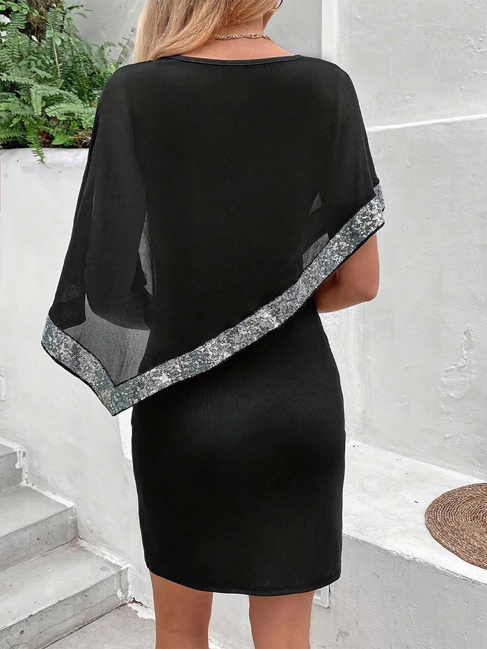 Black Dress with Silver Sequin Trim