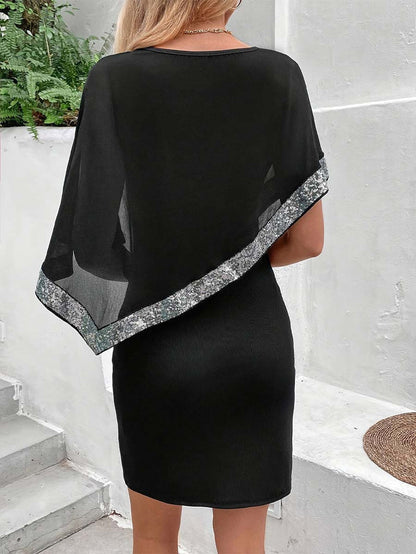 Black Dress with Silver Sequin Trim