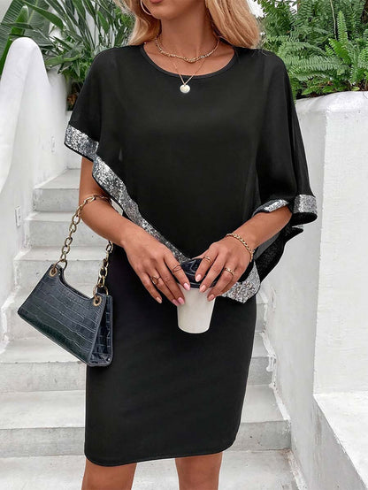Black Dress with Silver Sequin Trim