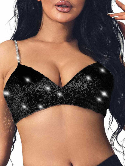 Black Glitter Bra
