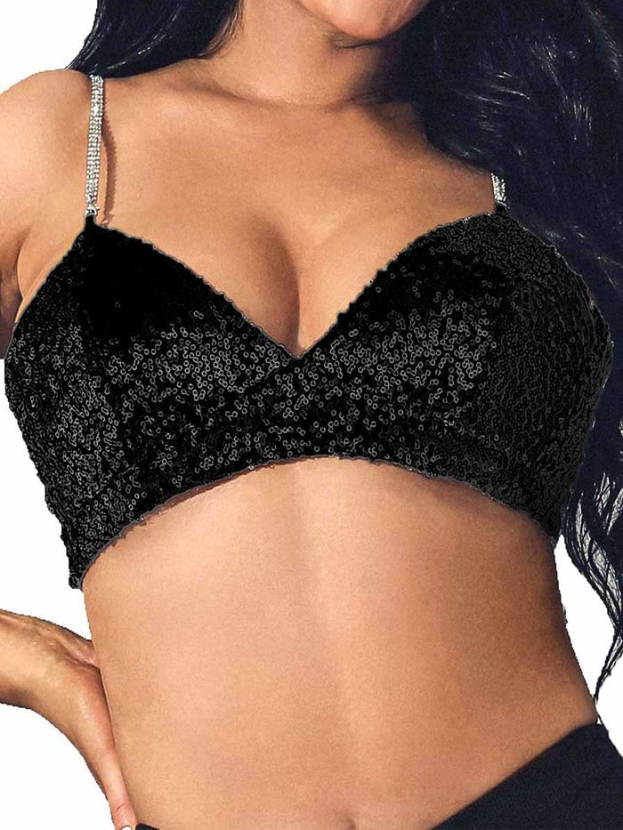 Black Glitter Bra