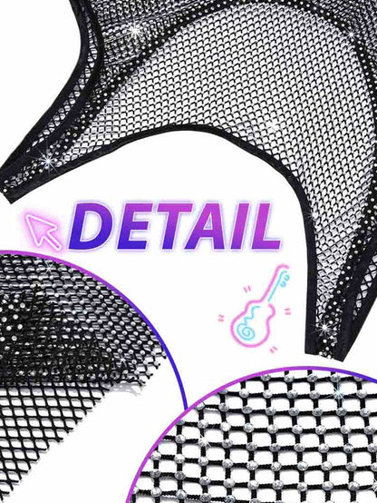 Black mesh dress with sparkling crystals