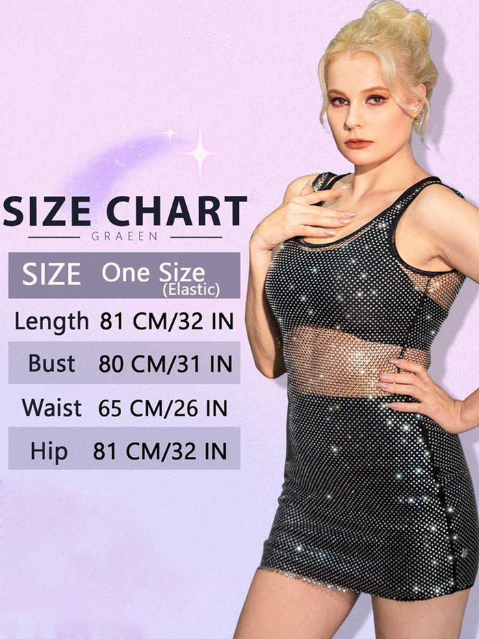 Black mesh dress with sparkling crystals