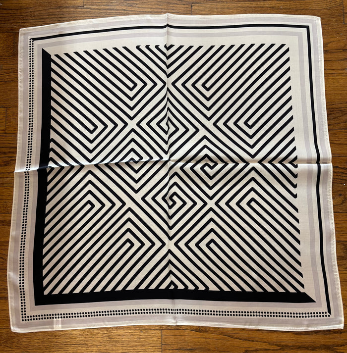 Black Stripe Silk Scarf