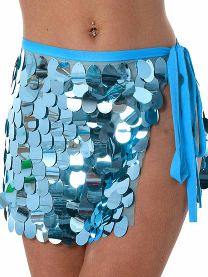 Blue Sequin Mini Skirt