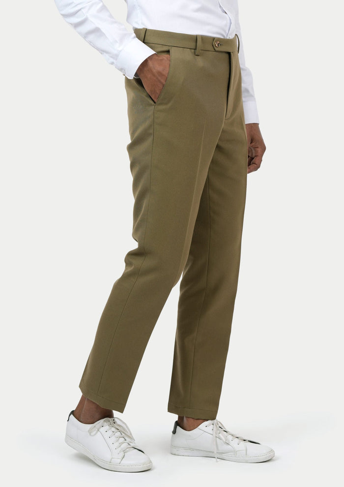 British Khaki Cotton Chino Pants - SARTORO