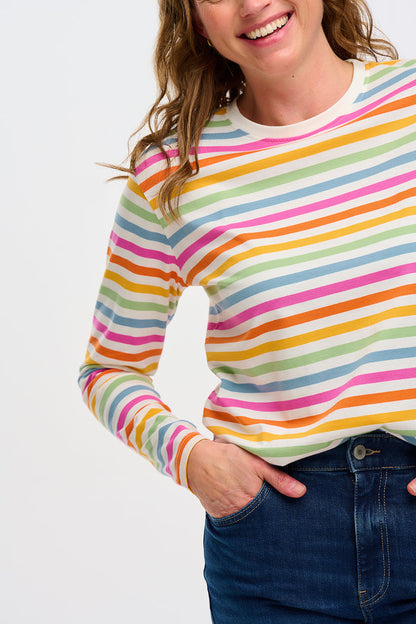 BRUNSWICK JERSEY TOP (MULTI/SOFT RETRO STRIPE)